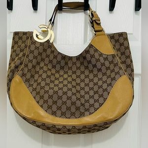 Gucci Large Gold G Button Top Shoulder Bag-Rare Find